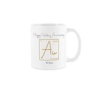 Purely Home 50th Wedding Anniversary Mug - Periodic Table Elements Gold 50 Years Marriage Gift/Present - Tea Coffee Ceramic Cup