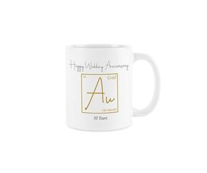 Purely Home 50th Wedding Anniversary Mug - Periodic Table Elements Gold 50 Years Marriage Gift/Present - Tea Coffee Ceramic Cup
