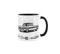 Purely Home 70s Pickup Truck Mug - Car Lover Owner Garage Gift - Tea/Coffee Present Black Mug