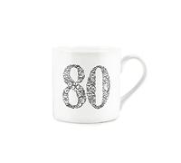Purely Home 80th Birthday Mug - Bone China White Mug Coffee/Tea Present Birthday Celebration Gift