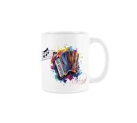 Purely Home Accordion Mug - Colourful Musical Aerophone Instrument Abstract White Tea Coffee Gift Present Mug
