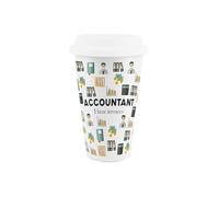 Purely Home Accountant Ceramic Travel Mug - Humorous Accountancy Gifts/New Job Presents - Reusable Silicone Lid Double-Walled Insulated Hot/Cold Drinks Cup