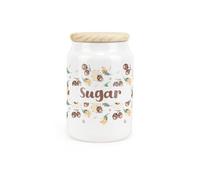 Purely Home Acorns & Oak Leaves Ceramic Sugar Storage Canister - Foliage Artwork Kitchen Storage Container & Wooden Lid 600Ml (14.5Cm X 9.5Cm)