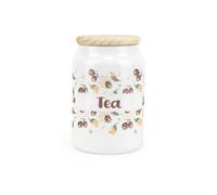 Purely Home Acorns & Oak Leaves Ceramic Tea Storage Canister - Foliage Artwork Kitchen Storage Container & Wooden Lid 600Ml (14.5Cm X 9.5Cm)