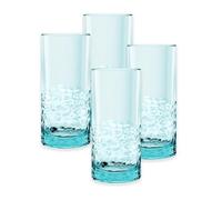 Purely Home Acrylic Blue Cube Highball Drinking Glass - Plastic Picnic Camper Glasses - Set Of 4