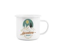 Purely Home Adventure Great Mountain Vintage Style Enamel Mug - Camping Gift Durable Hot Drinks White Outdoor Cup - Travel Picnics Home Hiking