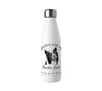 Purely Home Adventures with my Border Collie Metal Water Bottle - Double Walled 500ml Hot/Cold Drinks Bottle Outdoor Dog Gifts