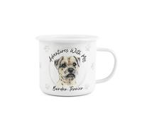 Purely Home Adventures with My Border Terrier Enamel Mug - Sentimental Durable White Outdoor Drinks Cup Gifts for Dog Lovers - Travel Camping Hiking Present 500ml