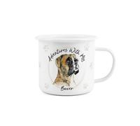 Purely Home Adventures with My Boxer Enamel Mug - Sentimental Durable White Outdoor Drinks Cup Gifts for Dog Lovers - Travel Camping Hiking Present 500ml