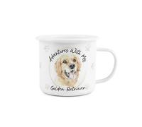 Purely Home Adventures with My Golden Retriever Enamel Mug - Sentimental Durable White Outdoor Drinks Cup Gifts for Dog Lovers - Travel Camping Hiking Present 500ml