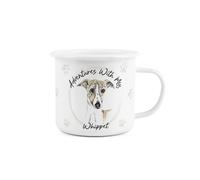 Purely Home Adventures with My Whippet Enamel Mug - Sentimental Durable White Outdoor Drinks Cup Gifts for Dog Lovers - Travel Camping Hiking Present 500ml