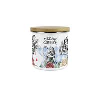Purely Home Alice's Adventures In Wonderland Decaf Coffee Canister - Cartoon Rabbit & Mad Hatter Kitchen Gifts - Medium Metal Enamel Container