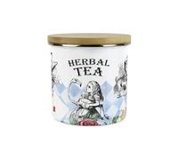 Purely Home Alice's Adventures in Wonderland Herbal Tea Canister - Hatter White Rabbit Playing Cards Gifts - 1.2L Enamel Hot Drinks Kitchen Storage Container
