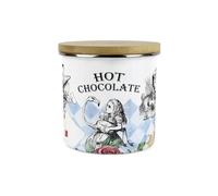 Purely Home Alice's Adventures in Wonderland Hot Chocolate Canister - Hatter White Rabbit Playing Cards Gifts - 1.2L Enamel Hot Drinks Kitchen Storage Container