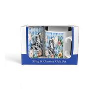 Purely Home Alice's Adventures In Wonderland Mug & Coaster Gift Set - Mad Hatter Tea Party Ceramic Tea/coffee Cup Present With Coaster