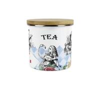 Purely Home Alice's Adventures In Wonderland Tea Canister - Hatter White Rabbit Playing Cards Gifts - 1.2L Enamel Kitchen Storage Container