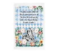 Purely Home Alice's Adventures Tea Towel - Floral Blue Checkered Character Gifts For Her - Panama Cotton Kitchen Dish Towel/Drying Cloth - 67cm x 45cm