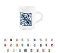 Purely Home Alphabet Espresso Cup - Personalised Letter N Ornamental Letter Design - Small Mini White Ceramic Coffee Shot Mug