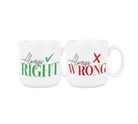 Purely Home Always Right and Wrong Mugs - Novelty Joke Mug Gift Set for Couples/Best Friends - Tea/Coffee Ceramic Drinks Cup Present