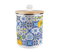 Purely Home Amalfi Lemons Food Waste Caddy - Metal 2L Decorative Kitchen Compost Bin