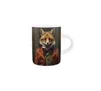 Purely Home Animal Espresso Cups - Fox Edwardian Animals Novelty Design - Small Mini White Ceramic Coffee Shot Mug