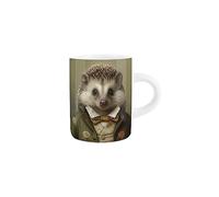 Purely Home Animal Espresso Cups - Hedgehog Edwardian Animals Novelty Design - Small Mini White Ceramic Coffee Shot Mug