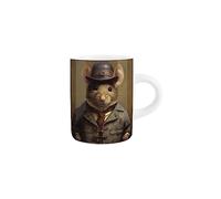 Purely Home Animal Espresso Cups - Mouse Edwardian Animals Novelty Design - Small Mini White Ceramic Coffee Shot Mug