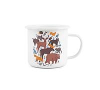 Purely Home Animals Of The Forest Enamel Mug - Camping Gift Durable Hot Drinks White Outdoor Cup - Travel Picnics Home Hiking