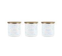 Purely Home Aqua Blue Polka Dot Kitchen Storage Canister Set - Spotty Print Metal Tea Coffee Sugar Kitchen Food Storage Containers Set Of 3