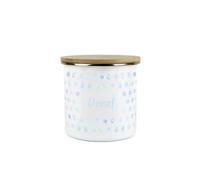 Purely Home Aqua Blue Polka Dots Decaf Storage Canister - Spotty Dotty Light Blue And White Metal Medium Sized Food Storage Container