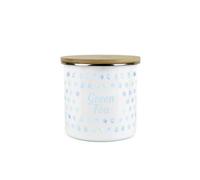 Purely Home Aqua Blue Polka Dots Green Tea Storage Canister - Spotty Dotty Light Blue And White Metal Medium Sized Food Storage Container
