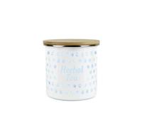 Purely Home Aqua Blue Polka Dots Herbal Tea Storage Canister - Spotty Dotty Light Blue And White Metal Medium Sized Food Storage Container