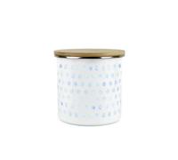 Purely Home Aqua Blue Polka Dots Storage Canister - Spotty Dotty Light Blue And White Metal Enamel Medium Sized Food Storage Container