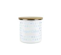 Purely Home Aqua Blue Polka Dots Sugar Cubes Storage Canister - Spotty Dotty Light Blue And White Metal Medium Sized Food Storage Container