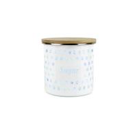 Purely Home Aqua Blue Polka Dots Sugar Storage Canister - Spotty Dotty Light Blue And White Metal Enamel Medium Sized Food Storage Container
