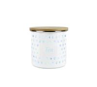 Purely Home Aqua Blue Polka Dots Tea Storage Canister - Spotty Dotty Light Blue And White Metal Enamel Medium Sized Food Storage Container