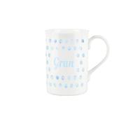 Purely Home Aqua Polka Dots Spots Gran Mug - Fine Bone China Gift/Present Mug for Gran