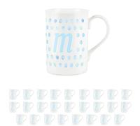 Purely Home Aqua Polka Dots Spots Letter M Mug - Fine Bone China Alphabet Initials Gift/Present Mug