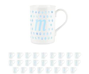 Purely Home Aqua Polka Dots Spots Letter M Mug - Fine Bone China Alphabet Initials Gift/Present Mug
