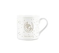 Purely Home Aquarius Gold Star Sign Mug - Bone China White Mug Coffee/Tea Present Zodiac Gift