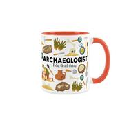 Purely Home Archeologist Mug - Humourous Dinosaur Excavation Trades Funny Novelty Gift - Tea/coffee Hot Drinks Orange Ceramic Cup Present