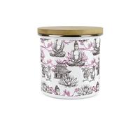 Purely Home Asian Scenes Purple Storage Canister - White Metal Enamel Kitchen Food Storage Container
