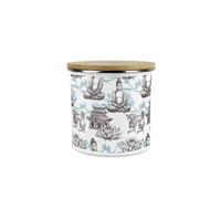 Purely Home Asian Style Blue Plain Storage Canister - Continental Design Metal Enamel Medium Sized Food Storage Container