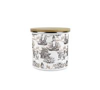 Purely Home Asian Style Brown Plain Storage Canister - Continental Design Metal Enamel Medium Sized Food Storage Container