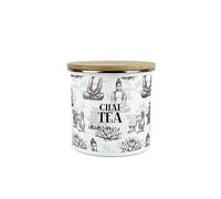 Purely Home Asian Style Chai Tea Storage Canister - Continental Design Metal Enamel Medium Sized Food Storage Container