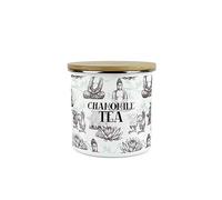 Purely Home Asian Style Chamomile Tea Storage Canister - Continental Design Metal Enamel Medium Sized Food Storage Container
