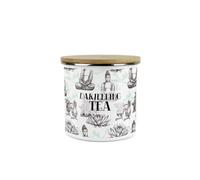 Purely Home Asian Style Darjeeling Tea Storage Canister - Continental Design Metal Enamel Medium Sized Food Storage Container