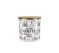 Purely Home Asian Style Decaf Coffee Storage Canister - Continental Design Metal Enamel Medium Sized Food Storage Container