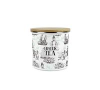 Purely Home Asian Style Ginger Tea Storage Canister - Continental Design Metal Enamel Medium Sized Food Storage Container