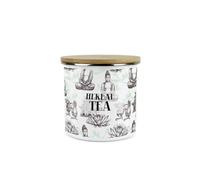 Purely Home Asian Style Herbal Tea Storage Canister - Continental Design Metal Enamel Medium Sized Food Storage Container